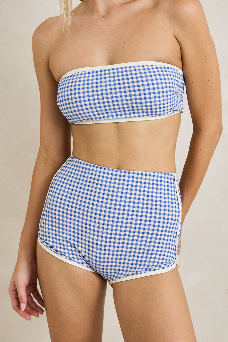 Capri Check Boyleg Pant Blue