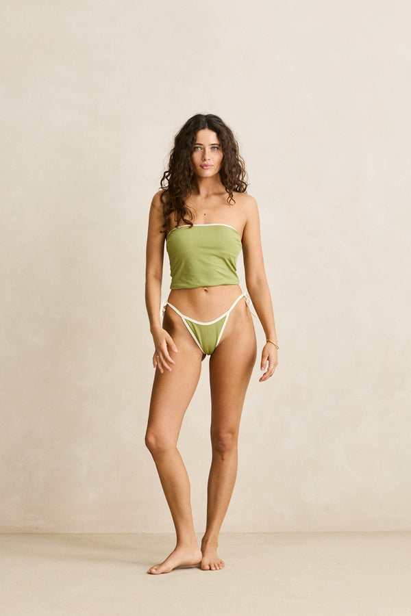 Benni Rib Tie Side Hi Cut Pant Moss