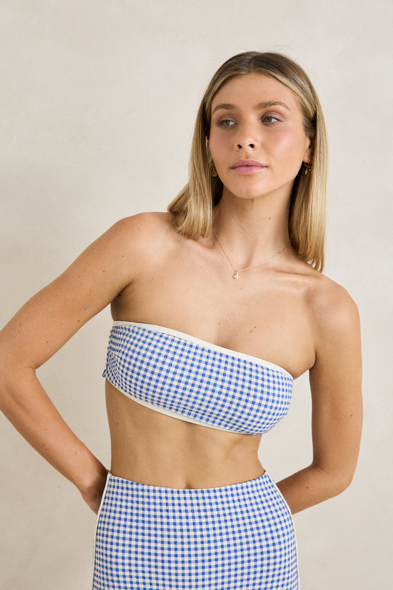 Capri Check Bandeau Top Blue