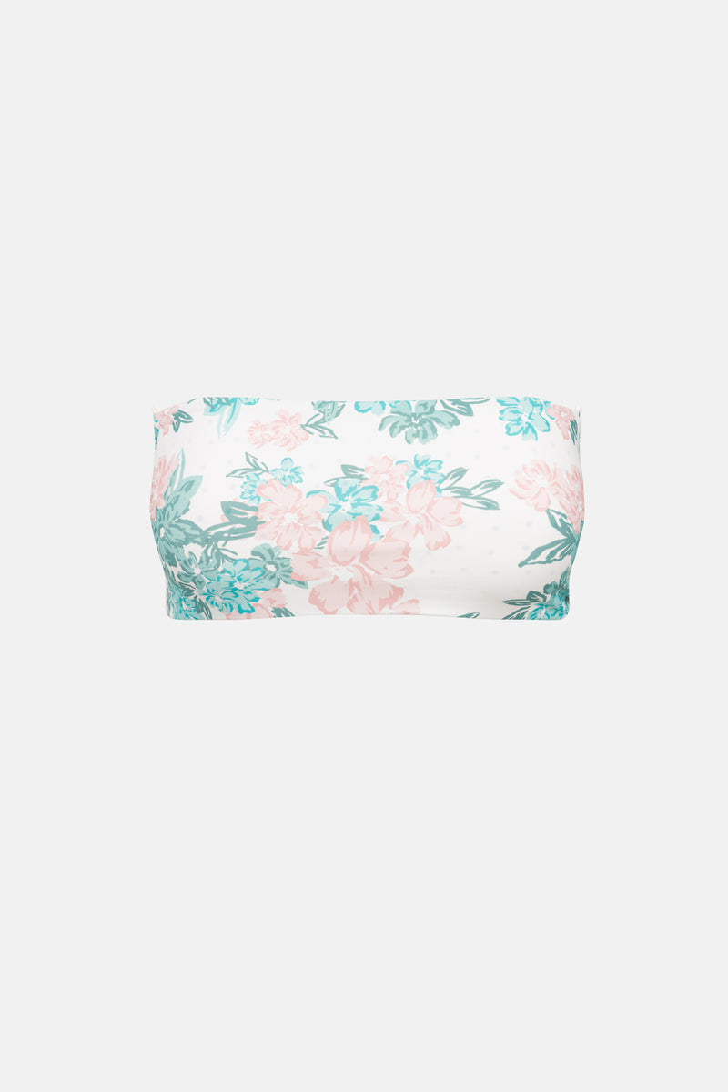 Hana Floral Reversible Bandeau Top Cream