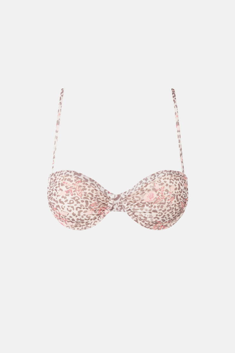 Leopard Floral Underwire Top Pink