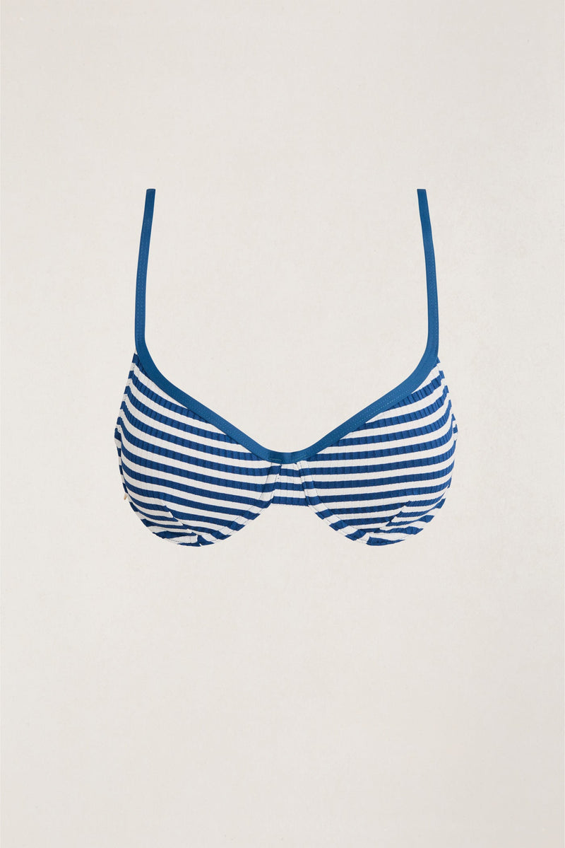 Harbor Stripe Rib Underwire Top Navy