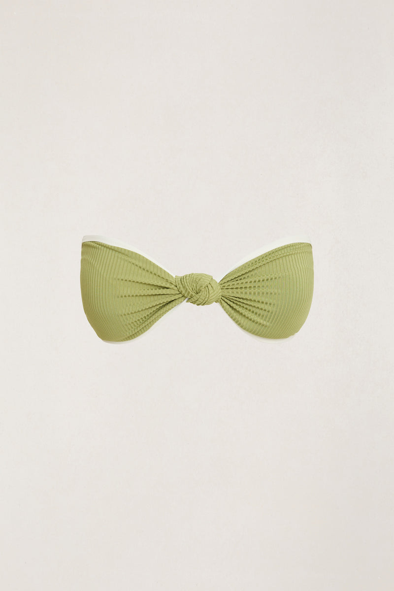 Benni Rib Knotted Bandeau Top Moss