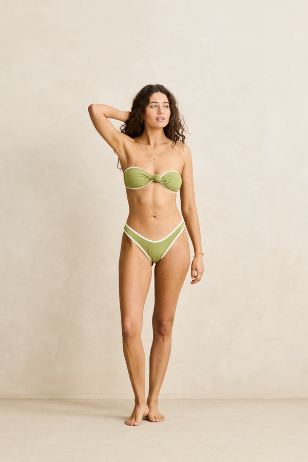 Benni Rib Knotted Bandeau Top Moss