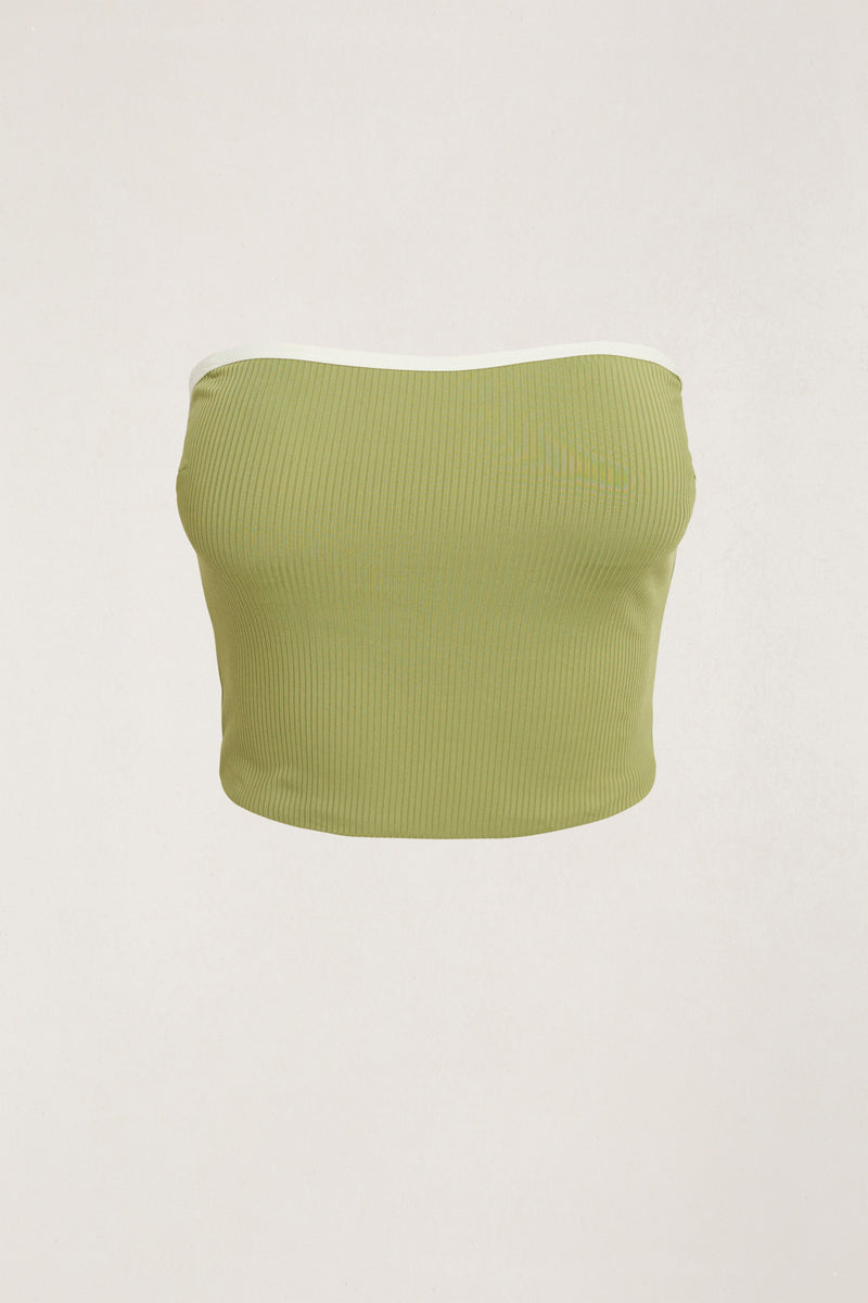 Benni Rib Longline Bandeau Top Moss