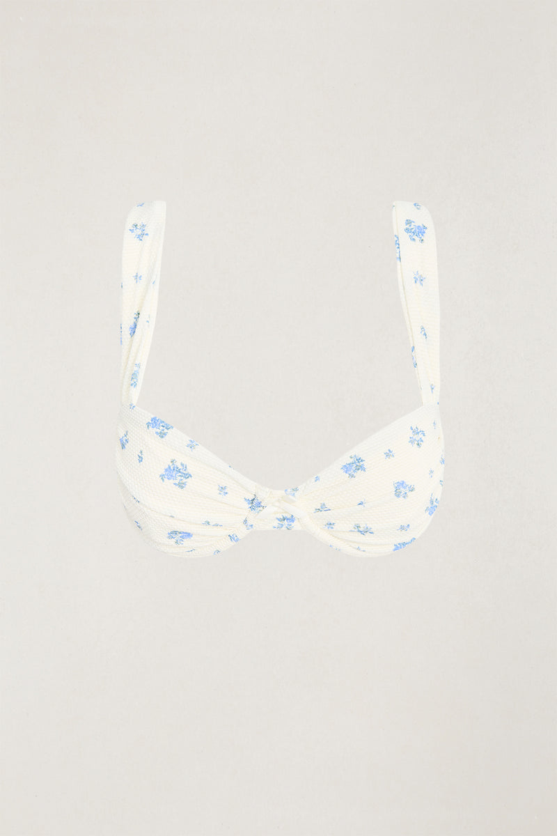 Dahlia Floral Underwire Balconette Top  Sky