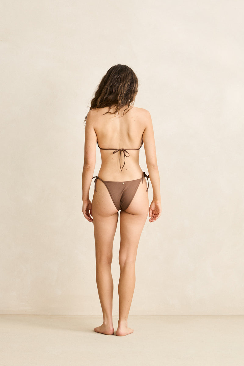 Bonsai Rib Tie Side Hi Cut Pant  Chocolate