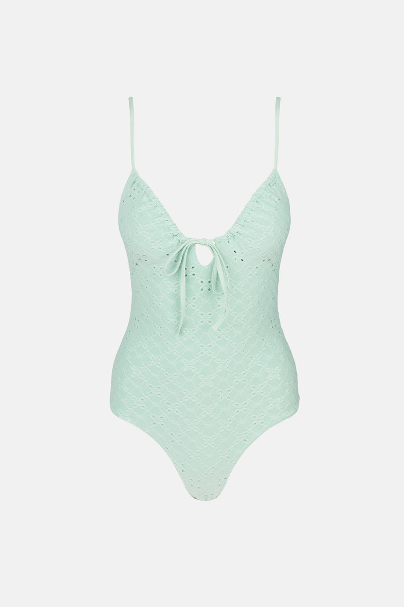 Brighton Eyelet Tie Front One Piece Mint