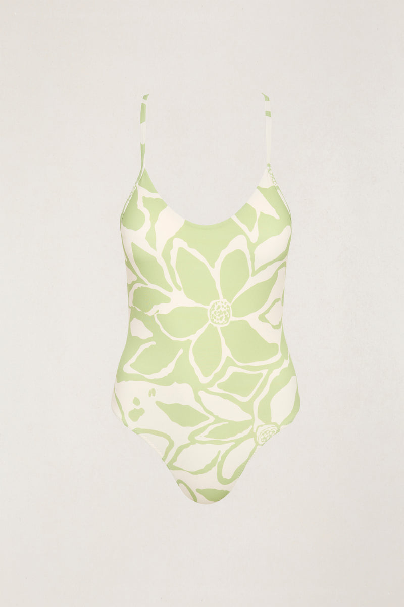 Poppy Floral Cross Back One Piece Apple