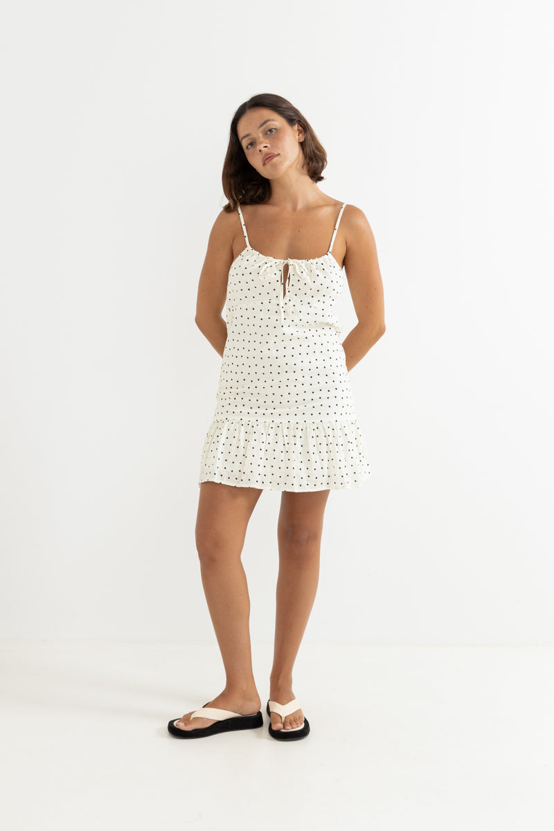 Polka Dot Mini Dress Cream