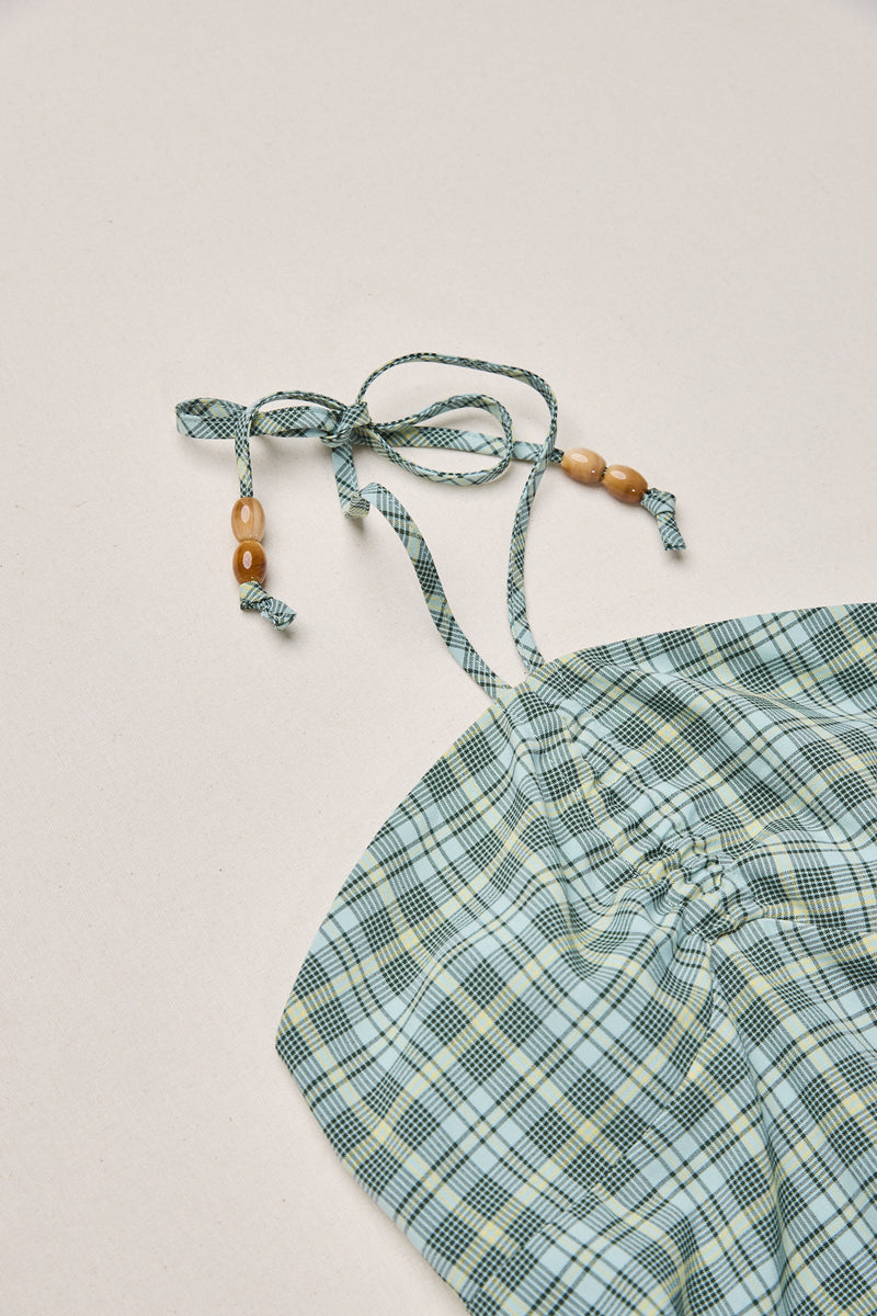 Poolside Plaid Halter Dress