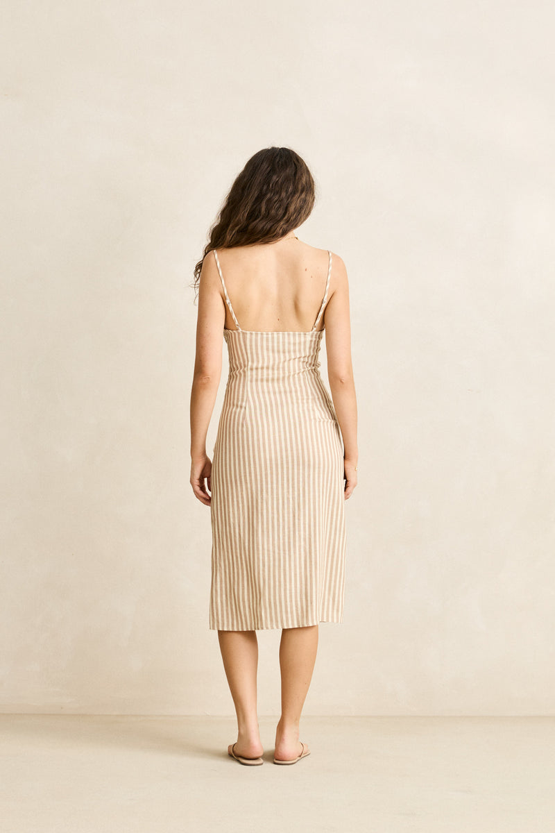 Penny Stripe Midi Dress Honeycomb