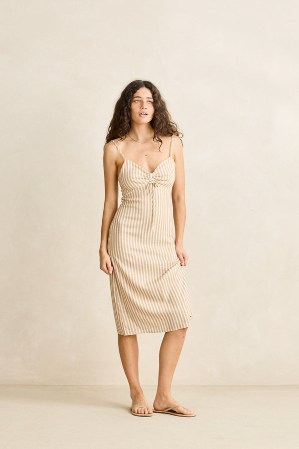 Penny Stripe Midi Dress Honeycomb
