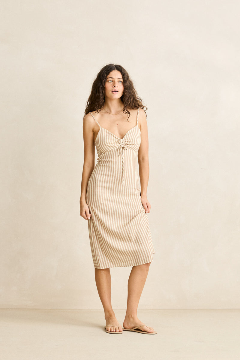 Penny Stripe Midi Dress Honeycomb