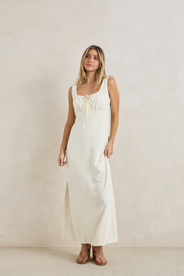Del Rio Gathered Maxi Dress White