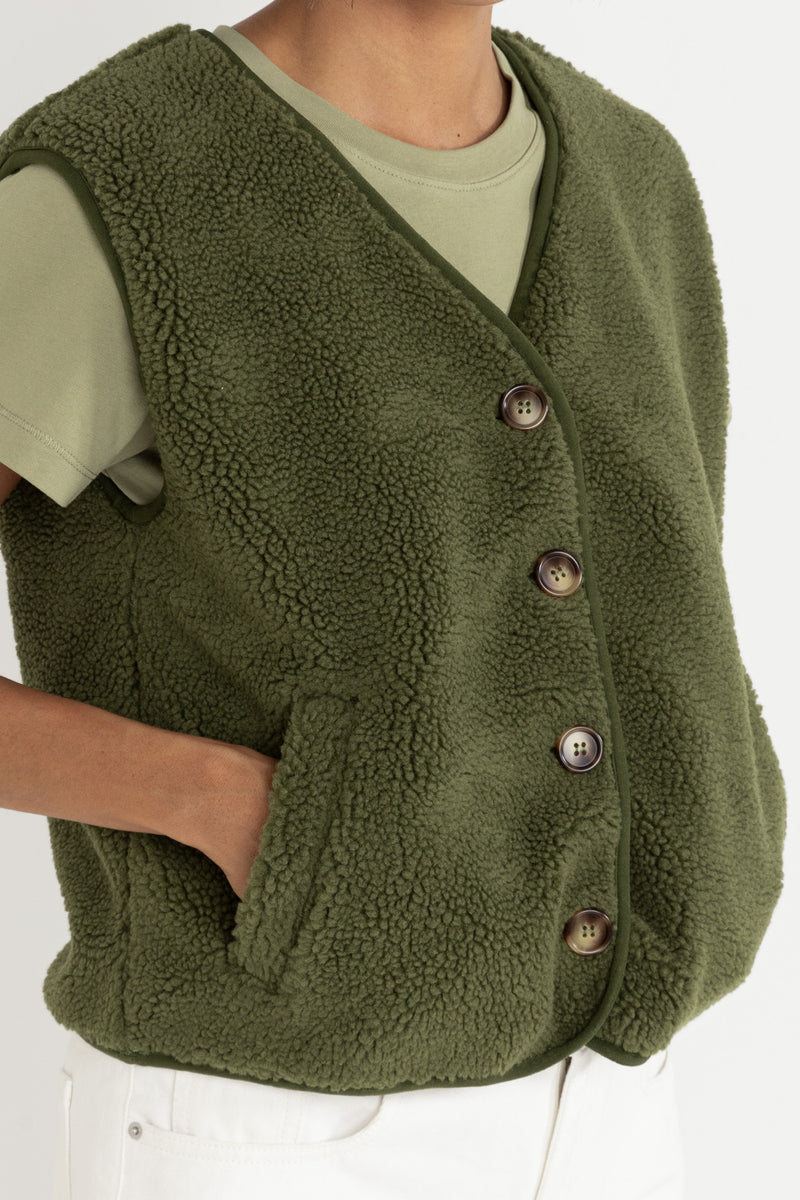 Ella Sherpa Vest Olive