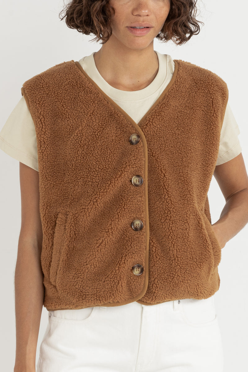 Ella Sherpa Vest Tobacco