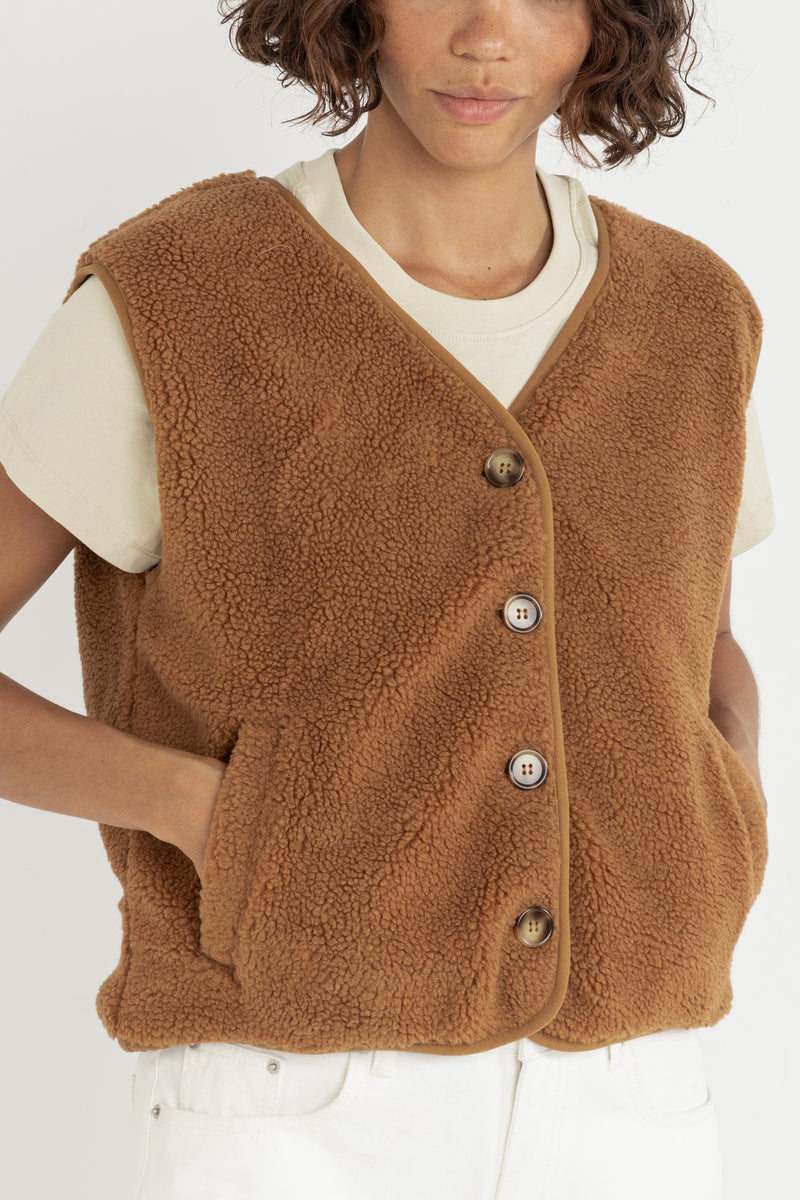 Ella Sherpa Vest Tobacco