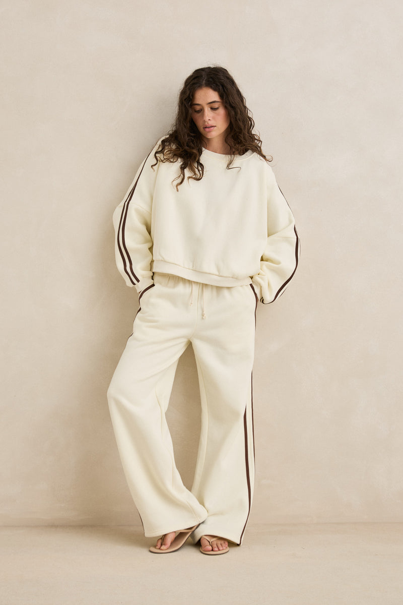 Contrast Trackpant Cream