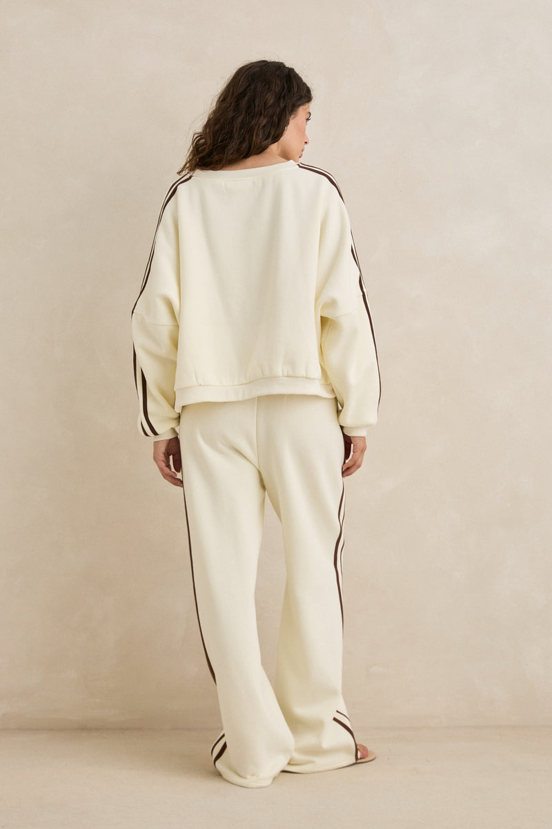 Contrast Trackpant Cream