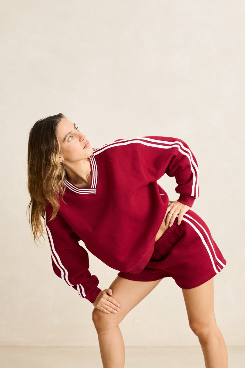 Sloan V-Neck Sweater  Red