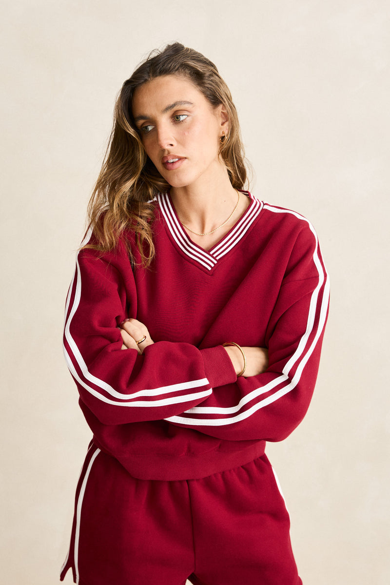 Sloan V-Neck Sweater  Red