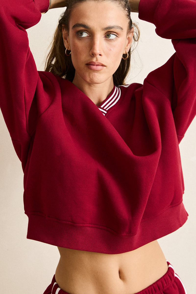 Sloan V-Neck Sweater  Red
