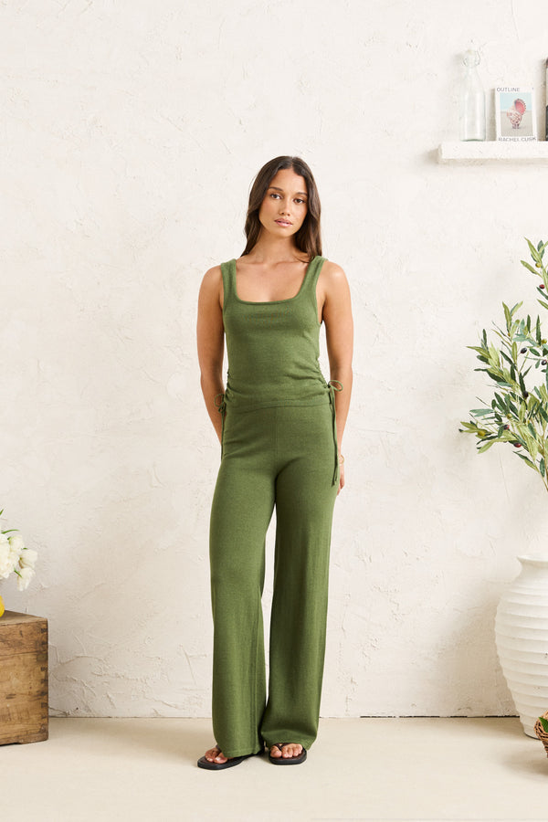 Clara Knit Singlet Olive
