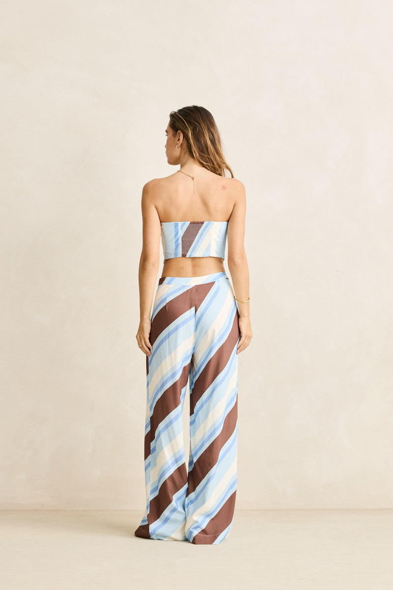 Siesta Stripe Scarf Top  Sky