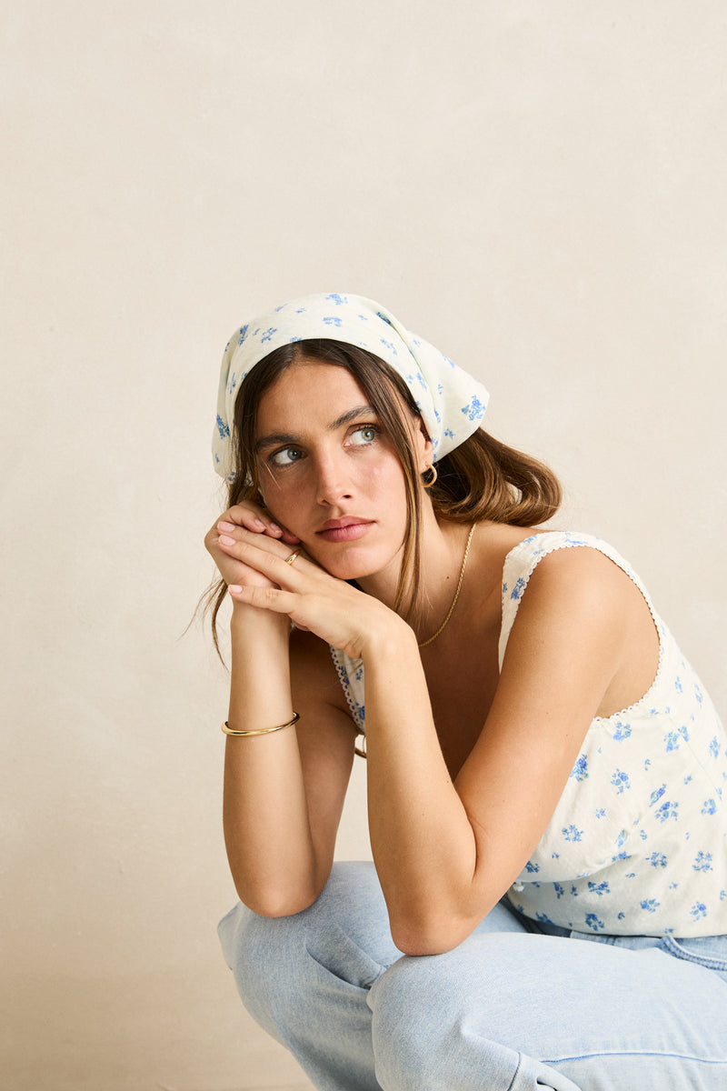 Dahlia Button Down Top  Sky