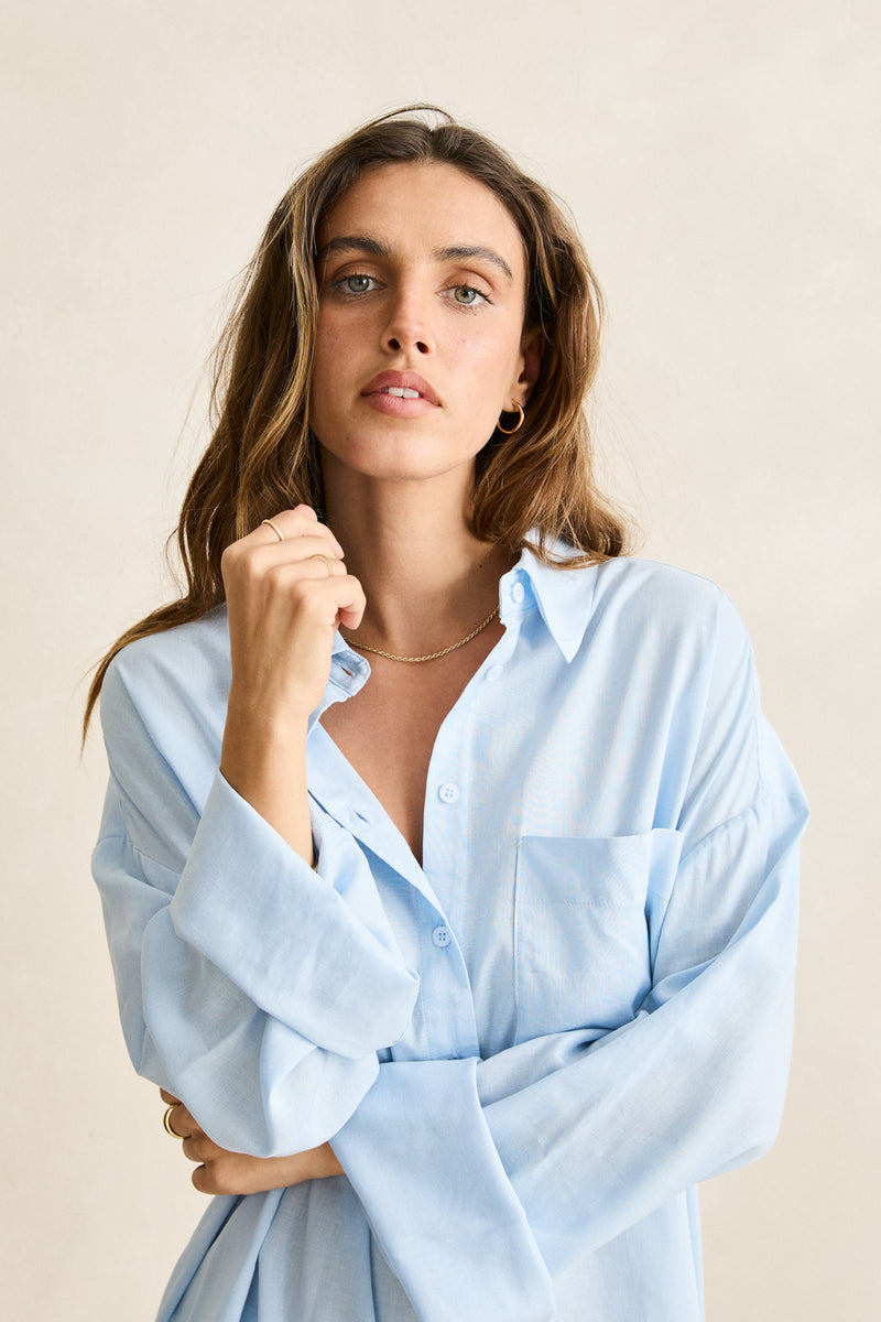 Pia Oversized Shirt  Blue