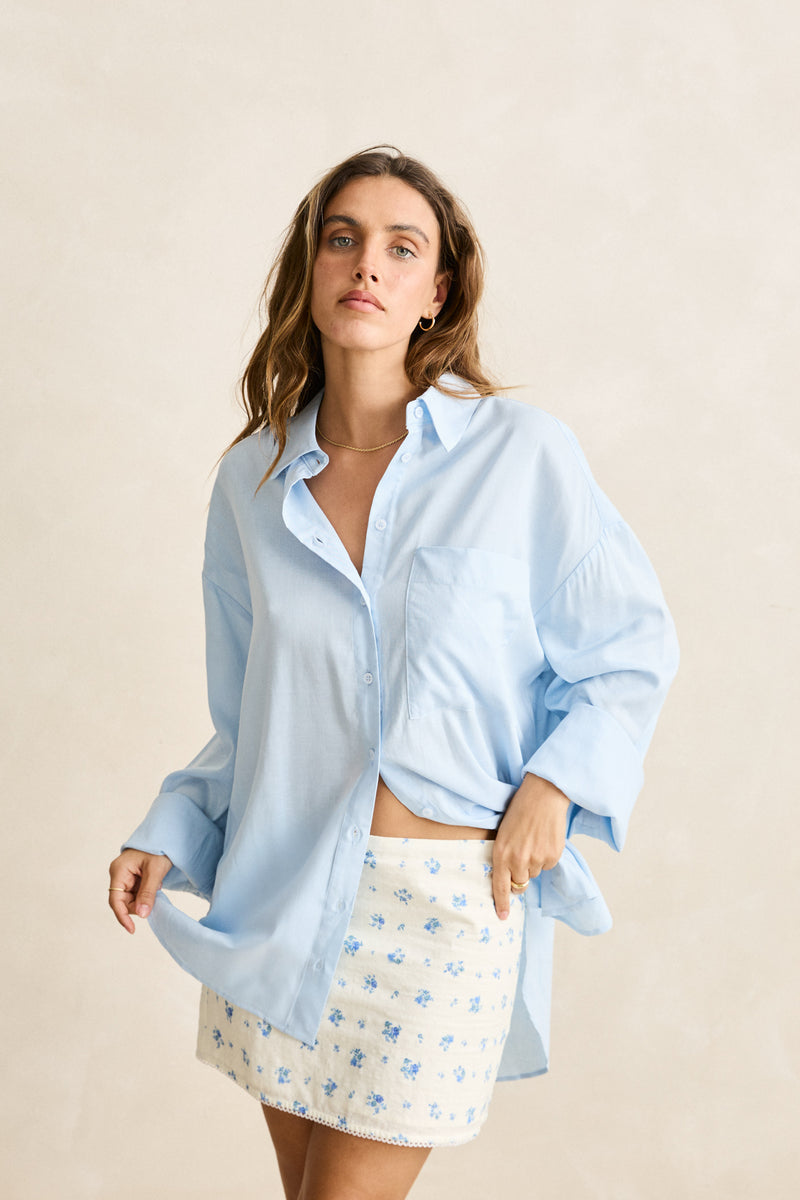 Pia Oversized Shirt  Blue