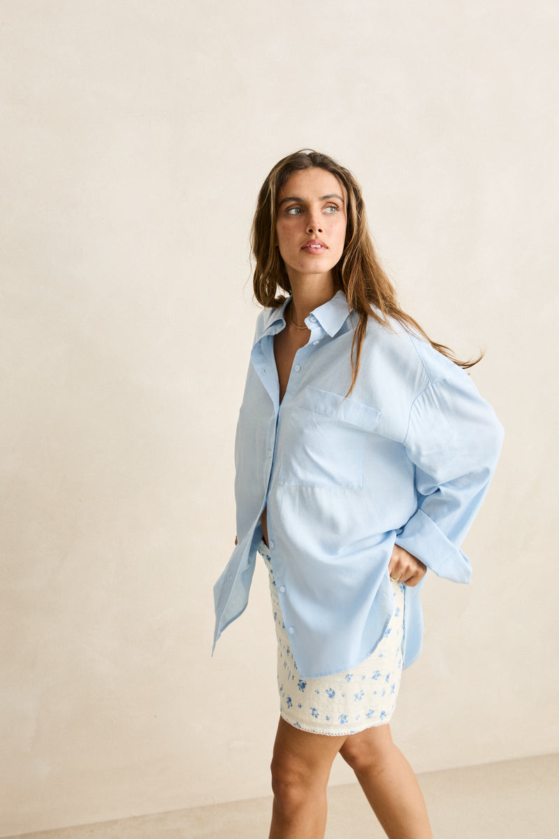 Pia Oversized Shirt  Blue