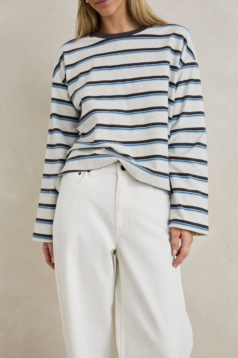 Porto Stripe Long Sleeve Grey
