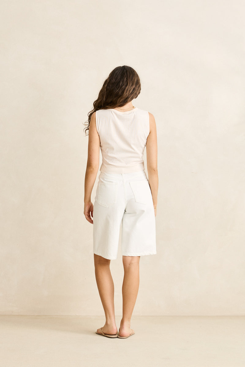 Petra Button Down Singlet Cream
