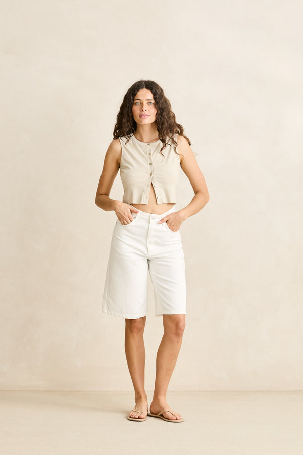 Petra Button Down Singlet Olive