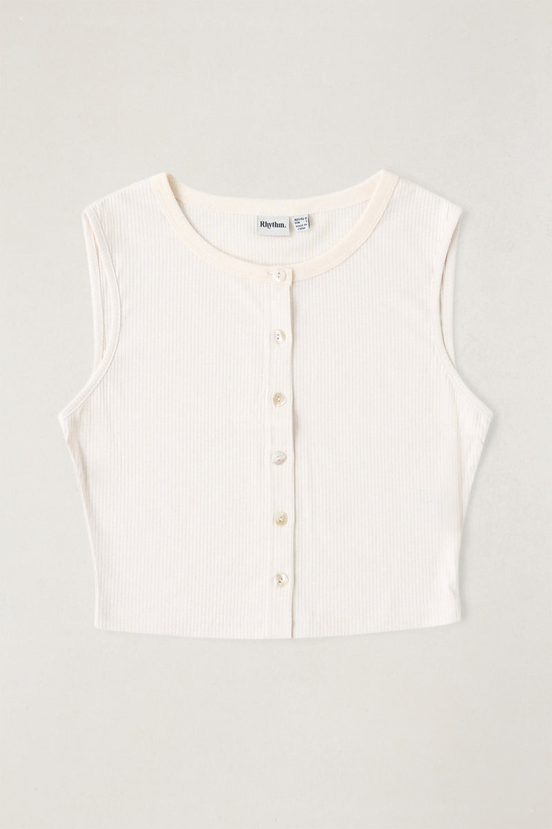Petra Button Down Singlet Cream