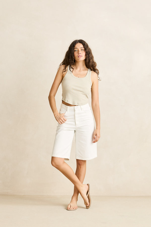Essential Rib Singlet Ash
