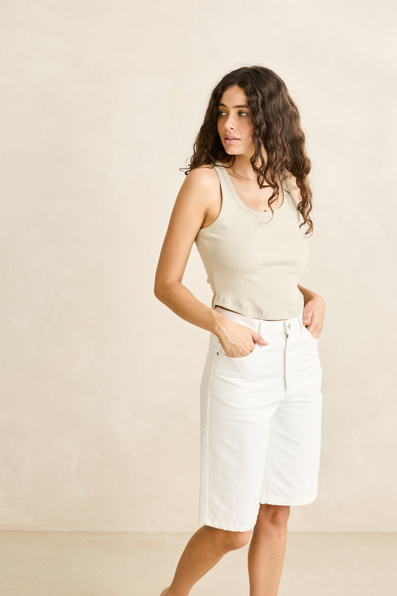 Essential Rib Singlet Ash