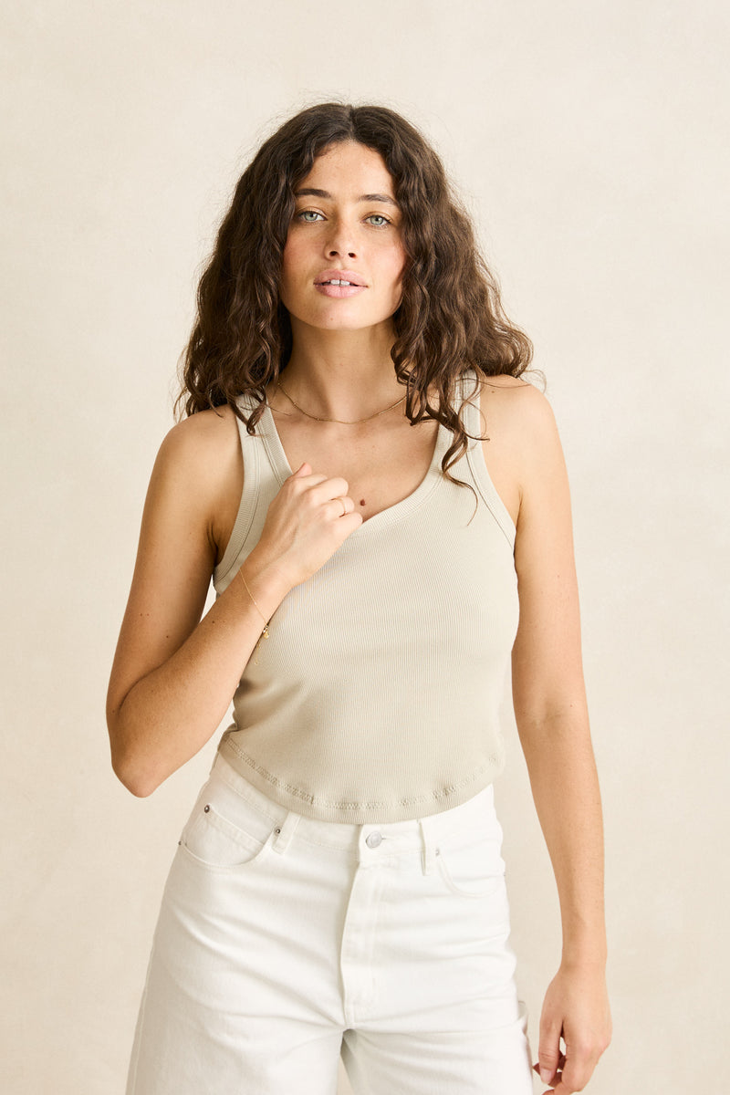 Essential Rib Singlet Ash