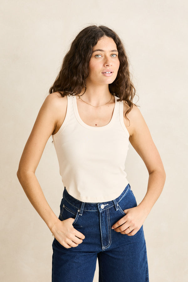 Essential Rib Singlet Natural