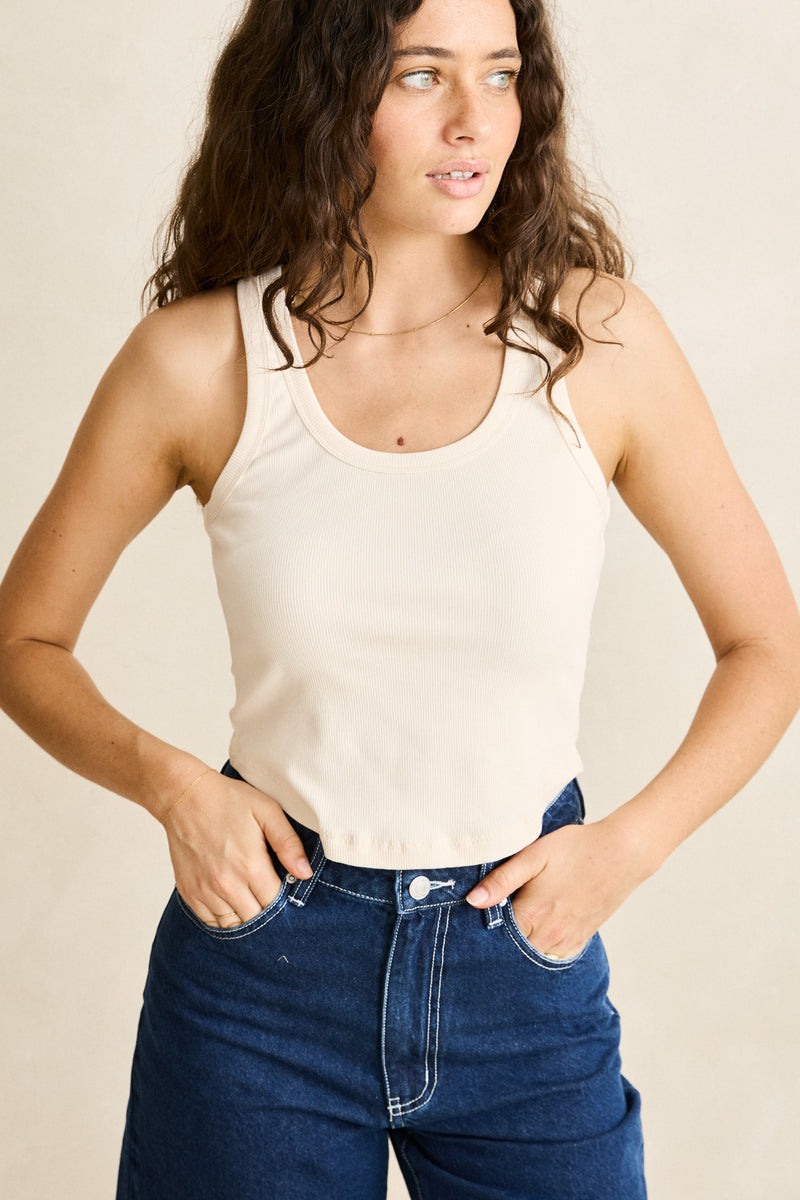 Essential Rib Singlet Natural