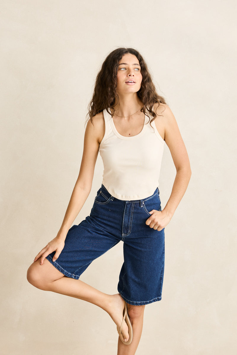 Essential Rib Singlet Natural
