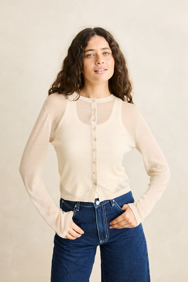 Rumi Sheer Knit Set Natural