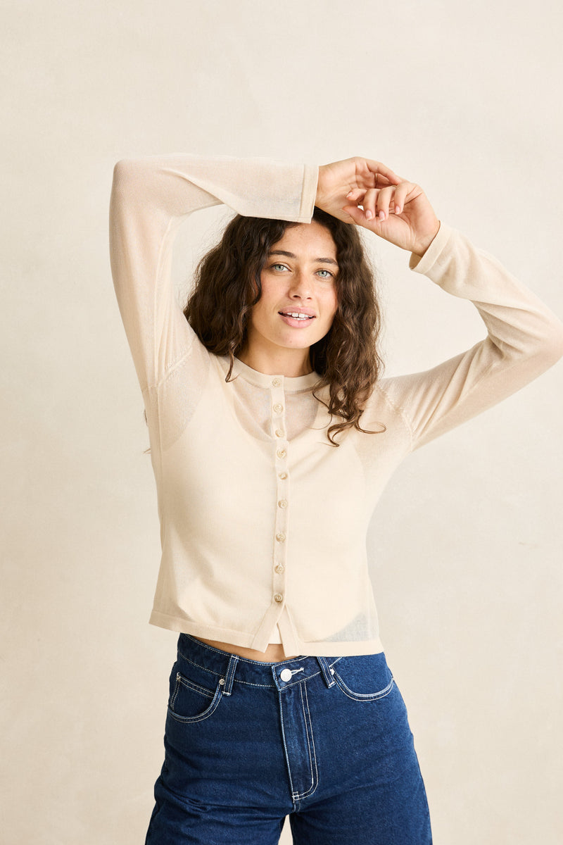 Rumi Sheer Knit Set Natural