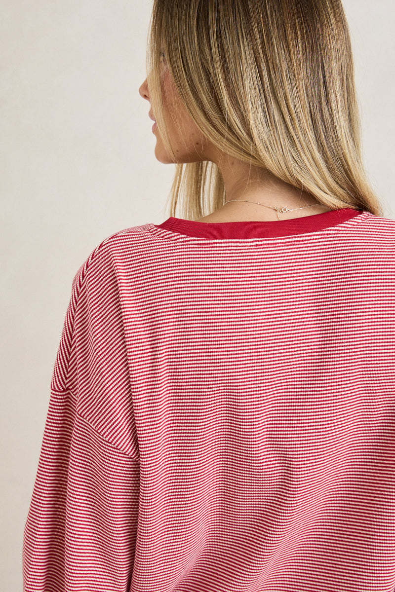 Lexi Stripe Long Sleeve Top Cherry