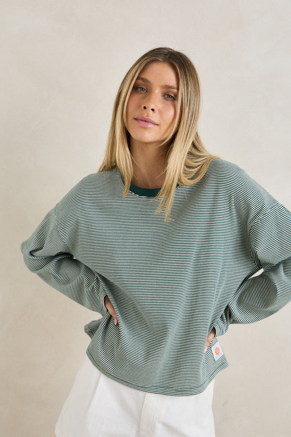 Lexi Stripe Long Sleeve Top Pine
