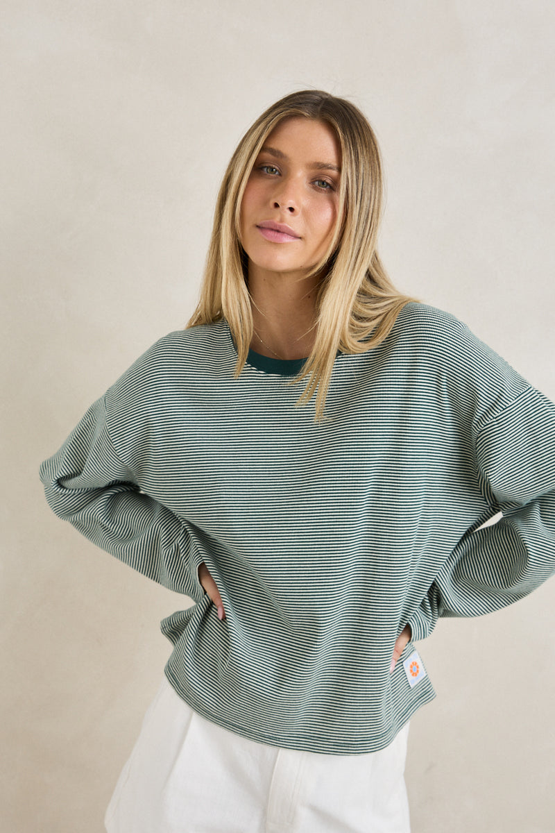 Lexi Stripe Long Sleeve Top Pine