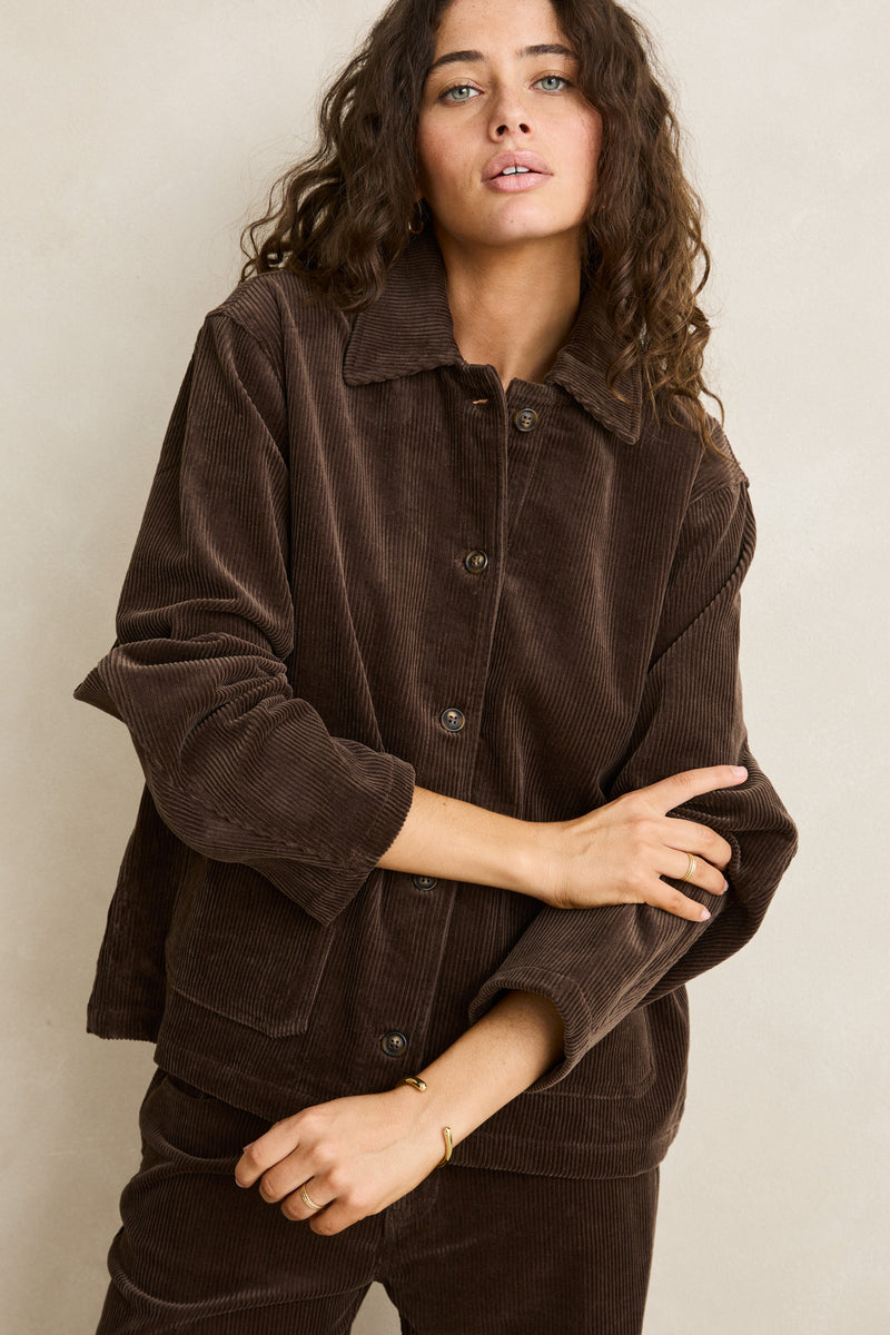 Luca Cord Shacket Chocolate