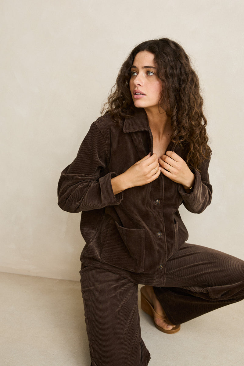 Luca Cord Shacket Chocolate